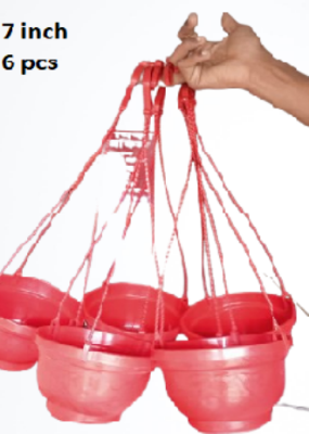 Picture of 7 inch hanging red coler sp gerden pot 6 pcs