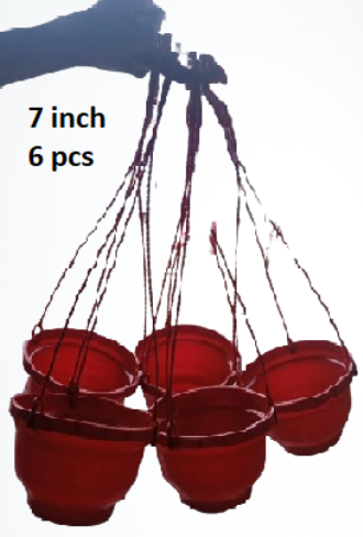 Picture of 7 inch hanging red coler sp gerden pot 6 pcs