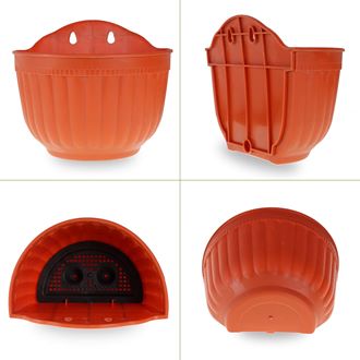 Picture of Resin Wall Hanging Planter 8.1 Inch Plants Basket Half Round Flower Holder Planter Pot With S Hooks Flower Pot Basket Container - Flower Tub