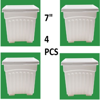 Picture of 7 Inchi Square Tob White 4 Pcs Set - Flower Tub