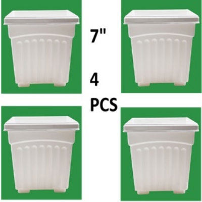 Picture of 7 Inchi Square Tob White 4 Pcs Set - Flower Tub