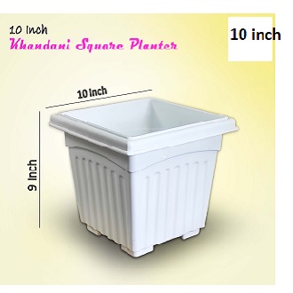 Picture of 10 Inch Khandani Square Planter (White) - Flower Tub -2 pcs