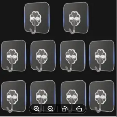 Picture of Hook 10 Pcs Transparent Stainless Steel Strong Self Adhesive Hooks Key Storage Hanger Yao Store
