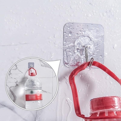 Picture of Hook 10 Pcs Transparent Stainless Steel Strong Self Adhesive Hooks Key Storage Hanger Yao Store