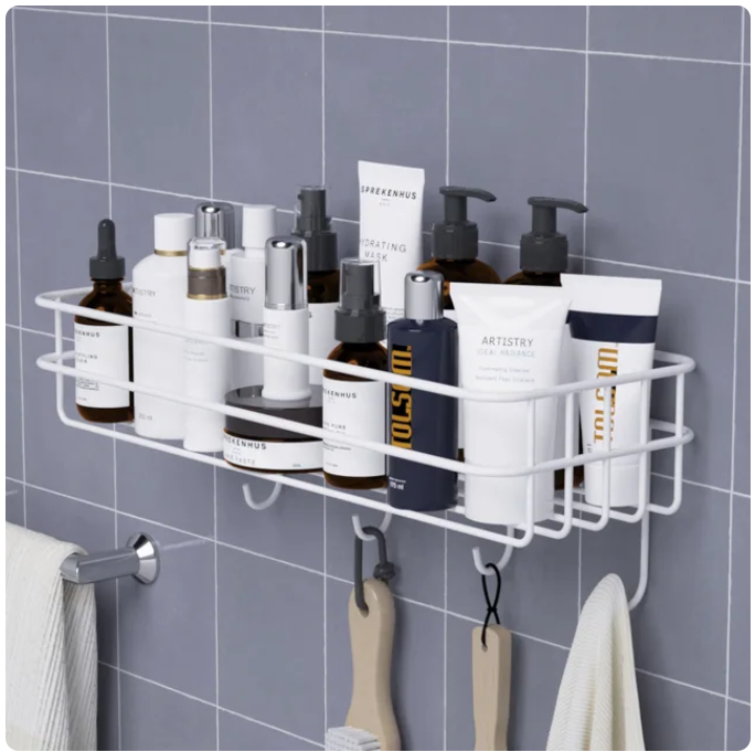 Picture of 1PC Punch-free bathroom shelf storage organizer shower wall shelf storage box kitchen basket bathroom accessories