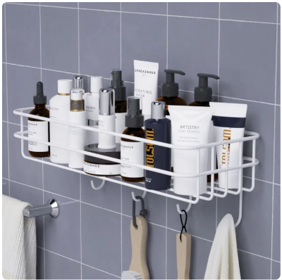 Picture of 1PC Punch-free bathroom shelf storage organizer shower wall shelf storage box kitchen basket bathroom accessories