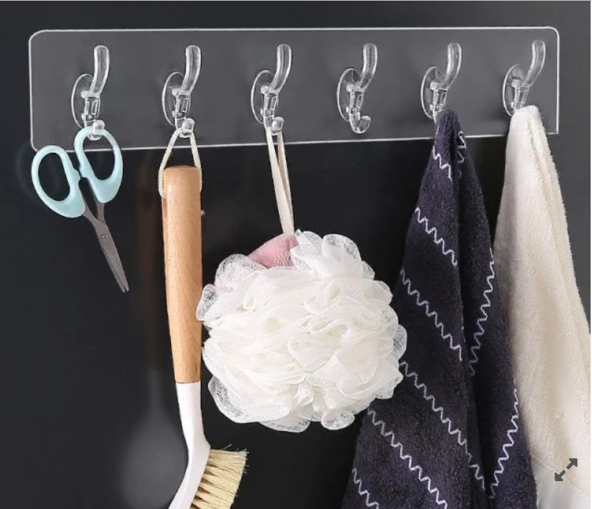 Picture of Hook Sticky 6 In-One Wall Hangers For Hanging Clothes Bathroom Towel Hook Wall-Mounted Organizer For Home