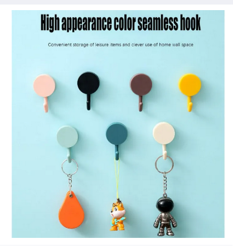Picture of Hooks Adhesive Hangers 10 Pcs Adhesive Color Sticky Hooks Key Hook for Walls Damage Free, Waterproof Utility Hook for Kitchen and Bathroom