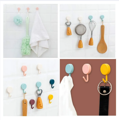 Picture of Hooks Adhesive Hangers 10 Pcs Adhesive Color Sticky Hooks Key Hook for Walls Damage Free, Waterproof Utility Hook for Kitchen and Bathroom
