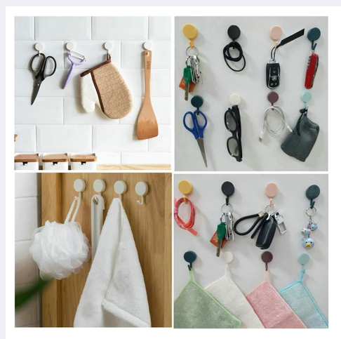 Picture of Hooks Adhesive Hangers 10 Pcs Adhesive Color Sticky Hooks Key Hook for Walls Damage Free, Waterproof Utility Hook for Kitchen and Bathroom