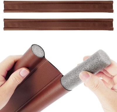 Picture of Bottom Door Seal Strip(Brown), Double Door Weatherstrip, Guard Sealant Door Stopper, Door Pull Stopper, Sound Insulation Wind and Water Proof with Insects
