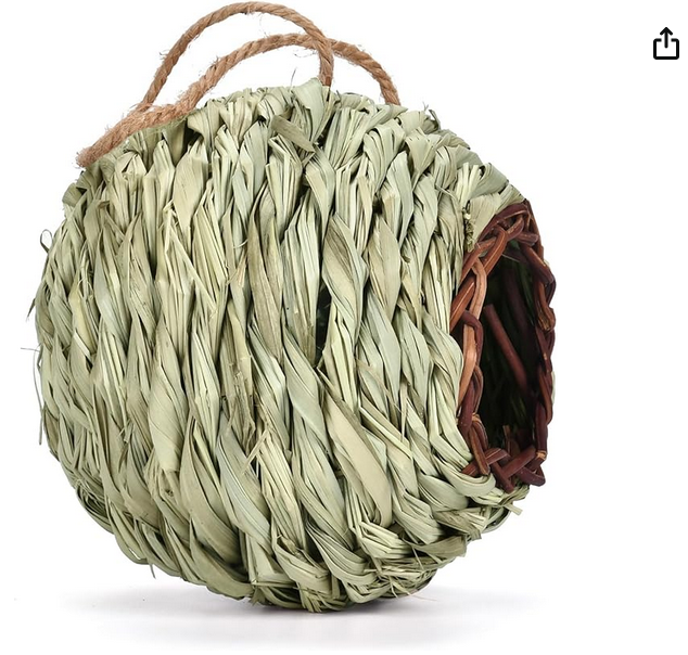 Picture of Hand-Woven Bird Housenest, Natural Hibiscus Shelter, Fend Off The Cold & | Outdoor Indoor Decoration, Hummingbird House for Nesting, for Garden, ParkHanging Ecological Bird House