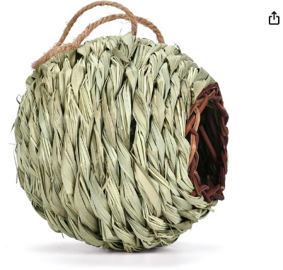 Picture of Hand-Woven Bird Housenest, Natural Hibiscus Shelter, Fend Off The Cold & | Outdoor Indoor Decoration, Hummingbird House for Nesting, for Garden, ParkHanging Ecological Bird House