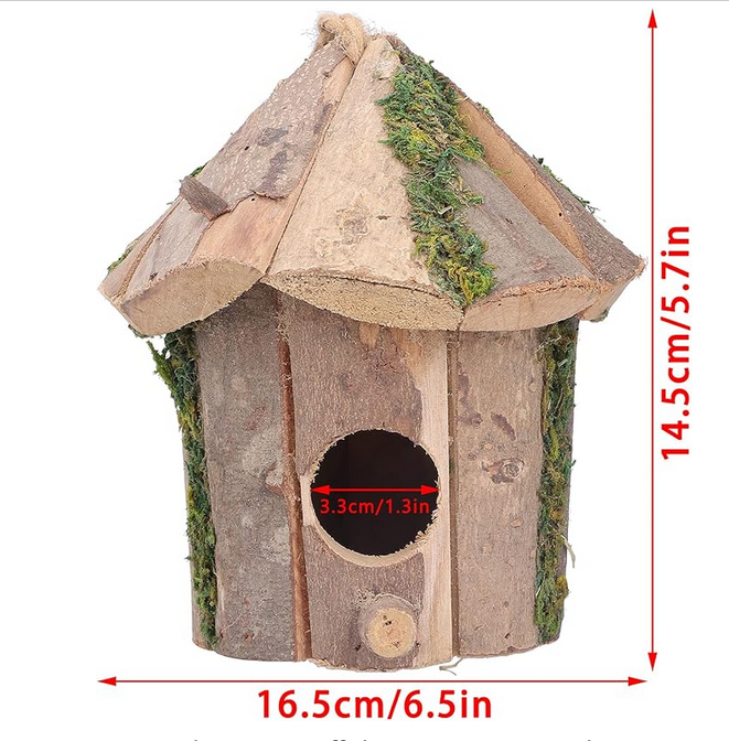 Picture of Bird Nests New Wooden Bird Nest Hanging Bird House Bird Cage Resting Place Wall Mounted Outdoor Birdhouse 1Pcs