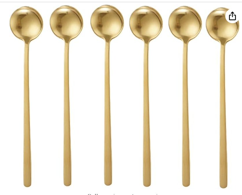 Picture of A Set of 6 PCS Stainless Steel Dessert Spoon,Long Handle Mixing Spoon Sugar Dessert Spoons Mix and Stir Small Spoon Coffee Spoons (Color : Gold, Size : 7inch)