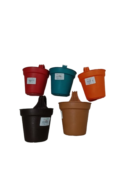 Picture of 5 Pieces multicolor 12 cm (4.5'') Small Size plastic Grill Planter/Railing Pots/Garden Planter/Hanging Planter for Plants/Flower Tub