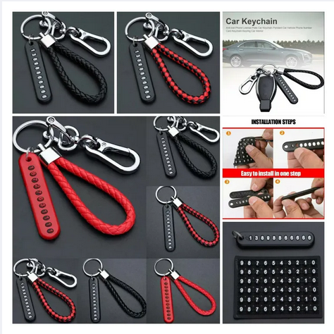 Picture of Anti-Lost Car Keychain, Phone Number Card Keyring, Phone Number Plate, Lock Key Ring Auto Vehicle Key Chain