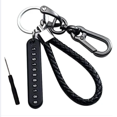 Picture of Anti-Lost Car Keychain, Phone Number Card Keyring, Phone Number Plate, Lock Key Ring Auto Vehicle Key Chain