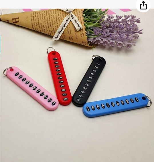 Picture of Phone Number Card Plate Car Keys Anti-Lost Keyring Key Chain Charm Bag Pendant Fashion