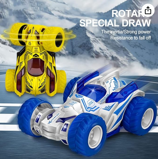 Picture of 360° Rotation Retreat Stunt Car Toy, Inertial Toy for Off Road Car, Friction Inertia Powered Flips, Car Great Birthday Gift for Boys Girls