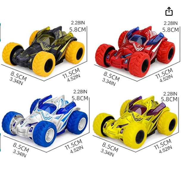 Picture of 360° Rotation Retreat Stunt Car Toy, Inertial Toy for Off Road Car, Friction Inertia Powered Flips, Car Great Birthday Gift for Boys Girls