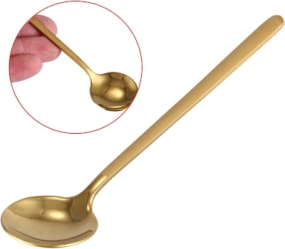 Picture of Teaspoons (3 Pcs) Round Shape Coffee Spoon Stainless Steel Mini Teaspoons Sugar Dessert Spoon Ice Cream Soup Spoon Kitchen