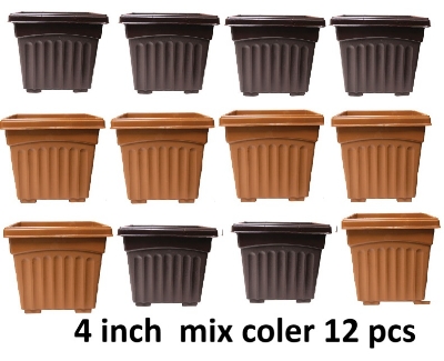 Picture of 4 Inch Khandani Square Planter ( Mix coler- 12 pcs )