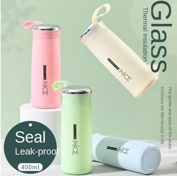 Picture of Water Bottles for Offices and Kitchen Inner Glass and Outer Plastic Layer Hot and Cold Water Bottle, Water Storage and Also use