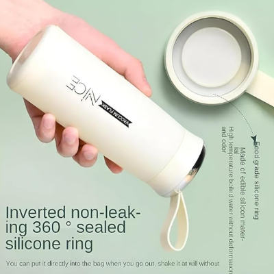 Picture of Water Bottles for Offices and Kitchen Inner Glass and Outer Plastic Layer Hot and Cold Water Bottle, Water Storage and Also use