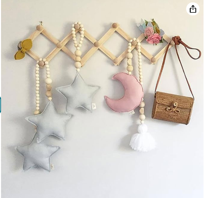 Picture of Clothes Hangers Wooden Retractable Hangers Shelves Hat Racks Closet Wall Hooks Home Decor