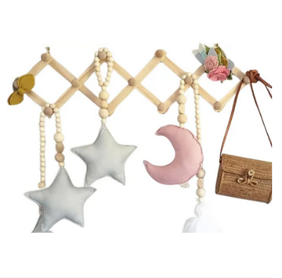Picture of Clothes Hangers Wooden Retractable Hangers Shelves Hat Racks Closet Wall Hooks Home Decor