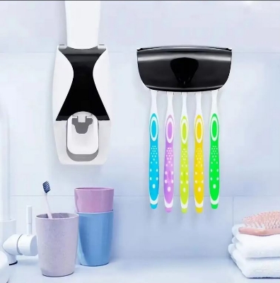 Picture of Automatic Toothpaste Squeezer Toothbrush Toothpaste Electric Toothbrush Storage Rack Squeezer No Trace Adhesive