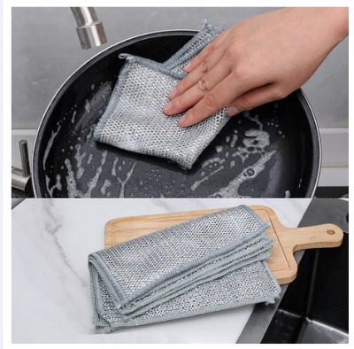 Picture of Wire Dishcloth&Gaps Cleaning Brush,Multipurpose Wire Dishwashing Rags for Wet&Dry,Wire Cleaning Cloth for Kitchen,Sinks,Pots,Pans