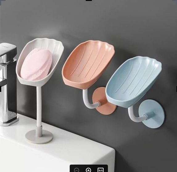 Picture of Wall-Mounted Countertop Dual-Purpose Soap Box, Soap Dish Holder for Shower Bathroom Kitchen, Soap Box Holder with Suction C