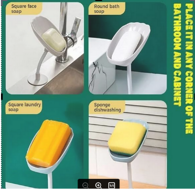 Picture of Wall-Mounted Countertop Dual-Purpose Soap Box, Soap Dish Holder for Shower Bathroom Kitchen, Soap Box Holder with Suction C