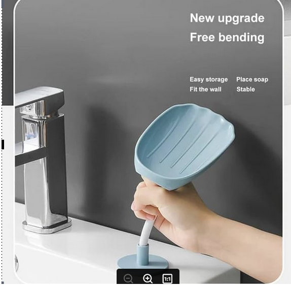 Picture of Wall-Mounted Countertop Dual-Purpose Soap Box, Soap Dish Holder for Shower Bathroom Kitchen, Soap Box Holder with Suction C