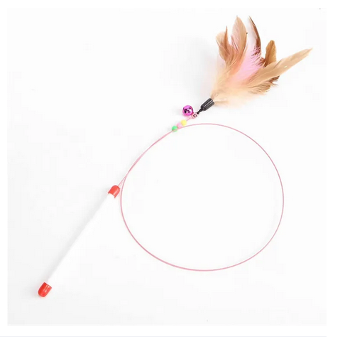 Picture of Cat Feather Toys Cat Toys Funny Cat Stick,Cat Wand Toy & Natural Feather with Bell, Used for Cat Indoor Play, Multiple Cats Play