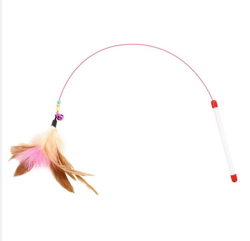 Picture of Cat Feather Toys Cat Toys Funny Cat Stick,Cat Wand Toy & Natural Feather with Bell, Used for Cat Indoor Play, Multiple Cats Play