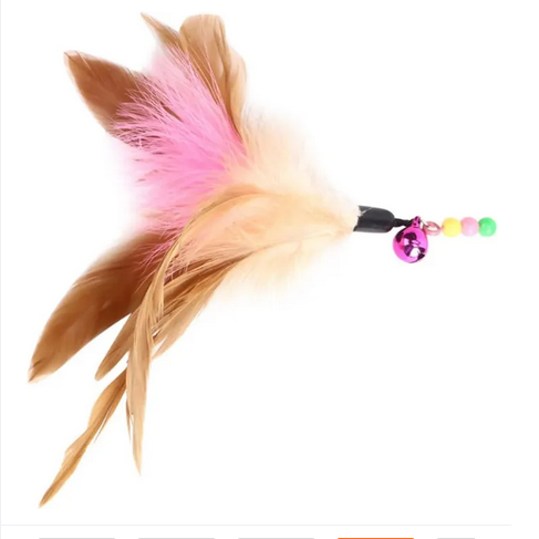 Picture of Cat Feather Toys Cat Toys Funny Cat Stick,Cat Wand Toy & Natural Feather with Bell, Used for Cat Indoor Play, Multiple Cats Play