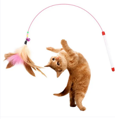 Picture of Cat Feather Toys Cat Toys Funny Cat Stick,Cat Wand Toy & Natural Feather with Bell, Used for Cat Indoor Play, Multiple Cats Play