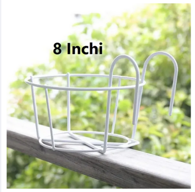 Picture of Iron Hanging 8 Inchi Flower Pot Holder Balcony Flower Pot Holder Round Metal Planter for Indoor Outdoor Garden Patio Fence