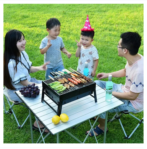 Picture of Portable Barbecue Grill Mini BBQ Grill Small Folding Barbecue for 3-5 Persons, for Outdoor BBQ Garden Terrace Camping Picnic Charcoal BBQ,Small