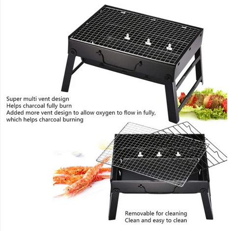 Picture of Portable Barbecue Grill Mini BBQ Grill Small Folding Barbecue for 3-5 Persons, for Outdoor BBQ Garden Terrace Camping Picnic Charcoal BBQ,Small