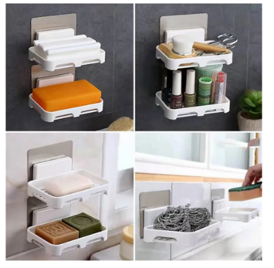 Picture of Soap Container, Bathroom Shower Soap Rack Wall-mounted Soap Box 1 Pcs