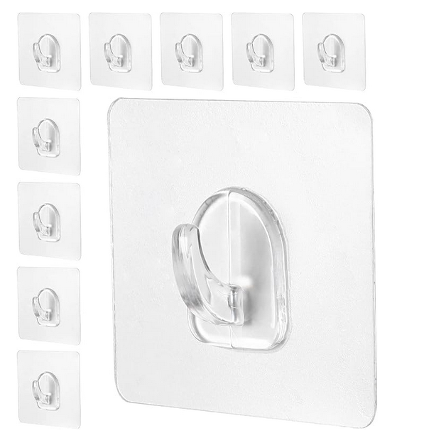 Picture of Hooks 10 Pcs Transparent Silicone Strong Self Adhesive Door Wall Hangers Hooks for Storage Hanging Kitchen Bathroom Accessories