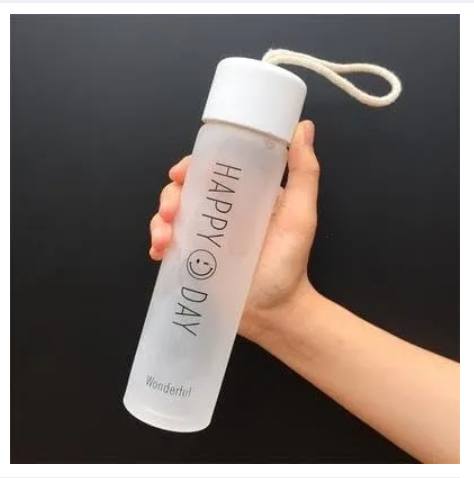 Picture of Frost Glass Bottle Portable Water Bottle Leak Proof | Office Bottle | Gym Bottle | Home | Kitchen | Travel Bottle Lucky Day Assorted Color