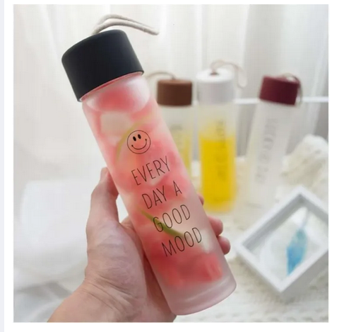Picture of Frost Glass Bottle Portable Water Bottle Leak Proof | Office Bottle | Gym Bottle | Home | Kitchen | Travel Bottle Lucky Day Assorted Color