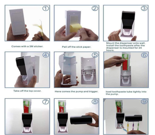 Picture of Automatic Toothpaste Squeezing Dispenser Device + Brush Holder Set