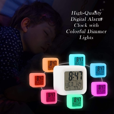 Picture of Alarm Clock Stocking Stuffers for Kids, Easy Setting Digital Travel Large Display Time-Date-Alarm Snooze,