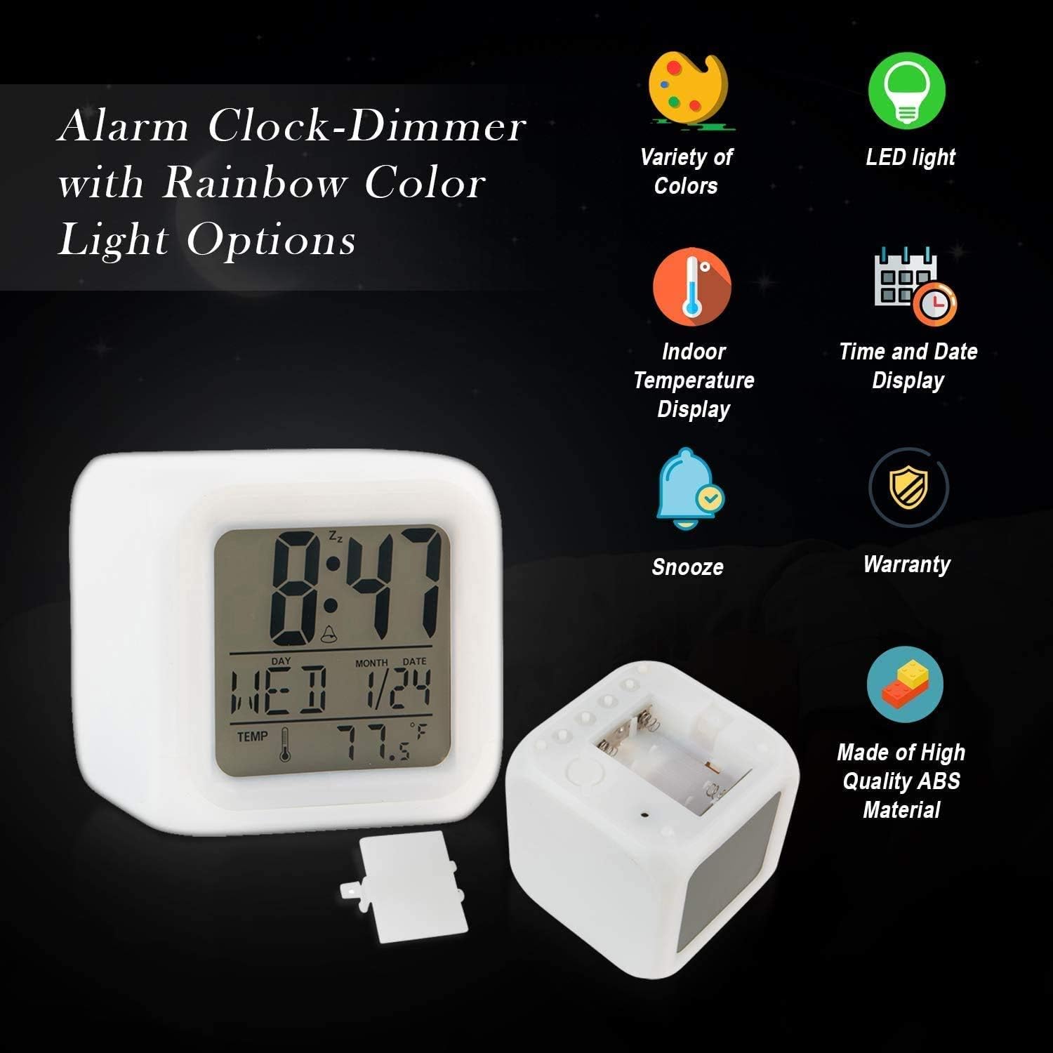 Picture of Alarm Clock Stocking Stuffers for Kids, Easy Setting Digital Travel Large Display Time-Date-Alarm Snooze,